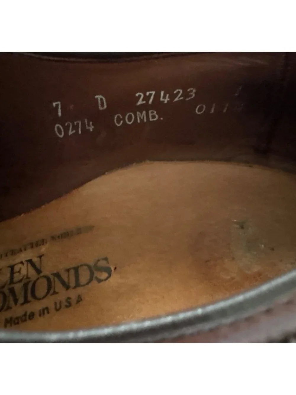 Allen Edmonds Baltic Brown Leather Wingtip Oxfords Mens Size 7D